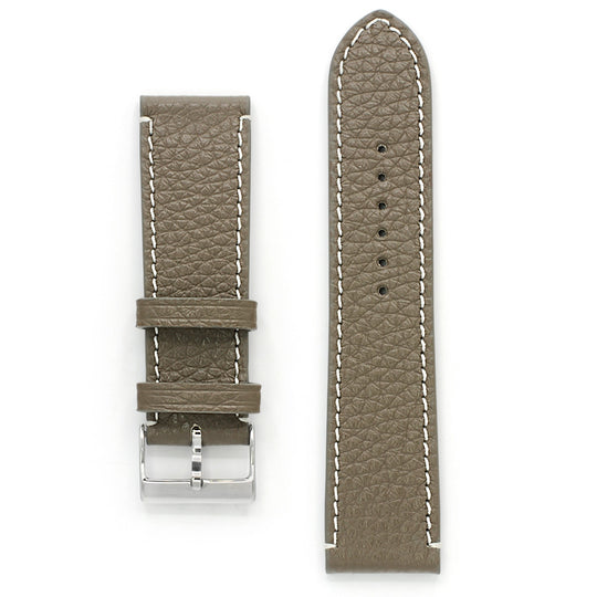 Pebbled Leather Band, Taupe Grey, Medium Length