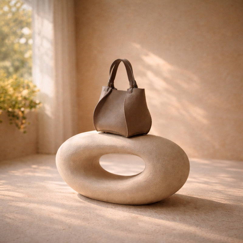 Amarante Bag, Textured Leather, Greige
