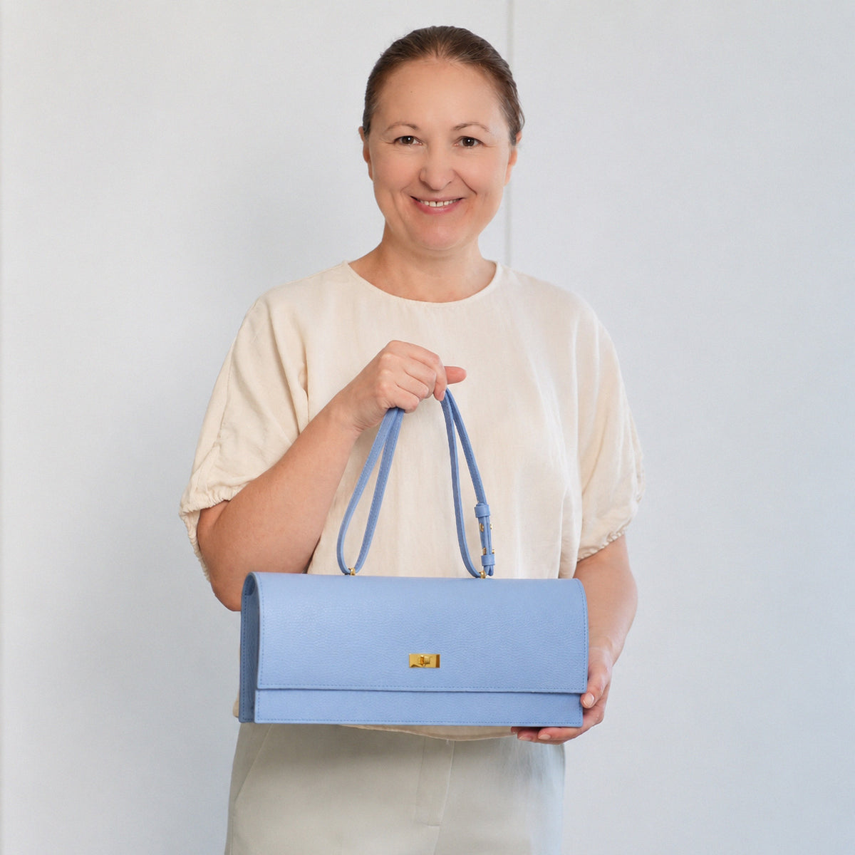 Esprit Long Bag, Textured Leather, Celestial Blue