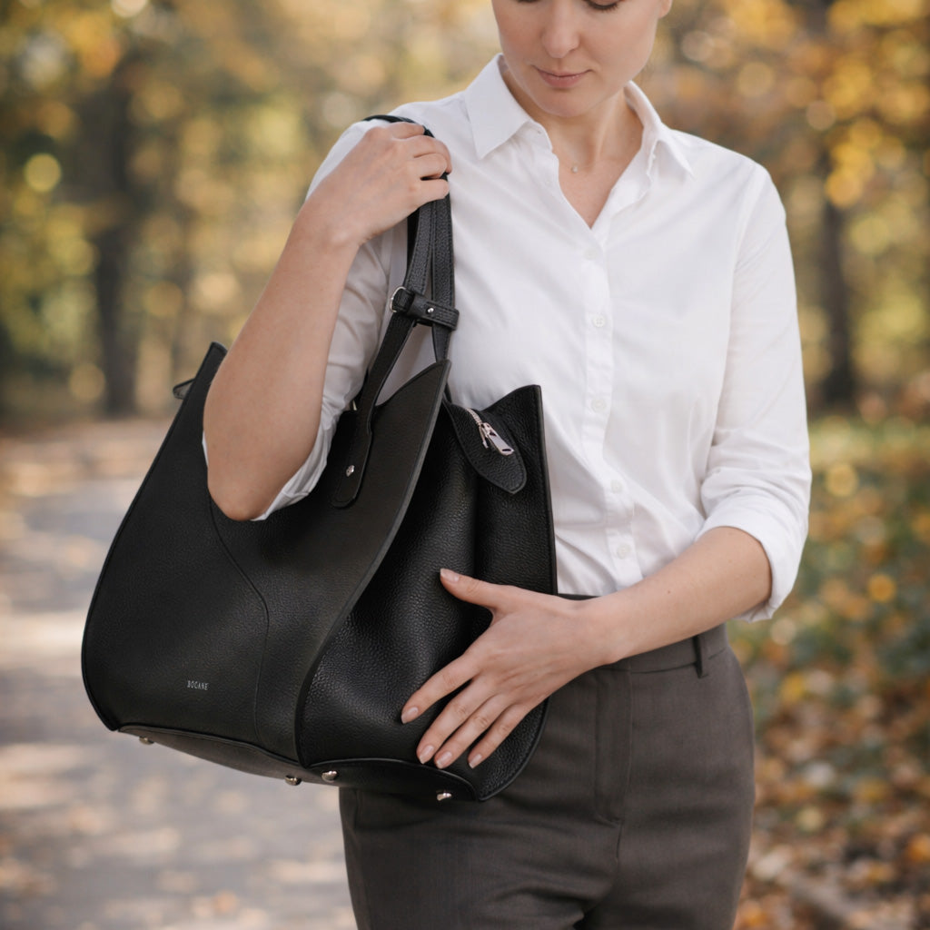 Ether Bag, Textured Leather, Black