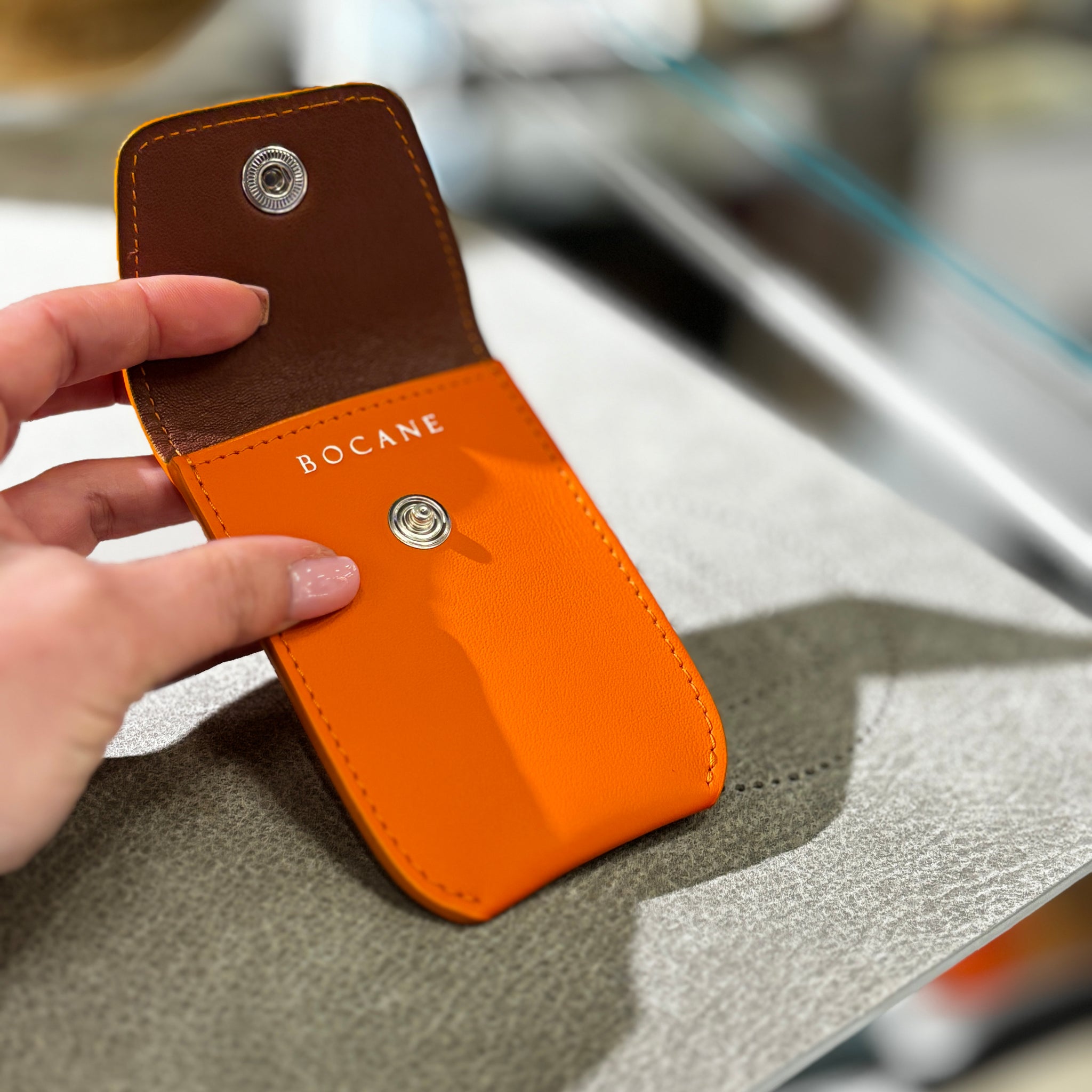 Orange Leather Key Case