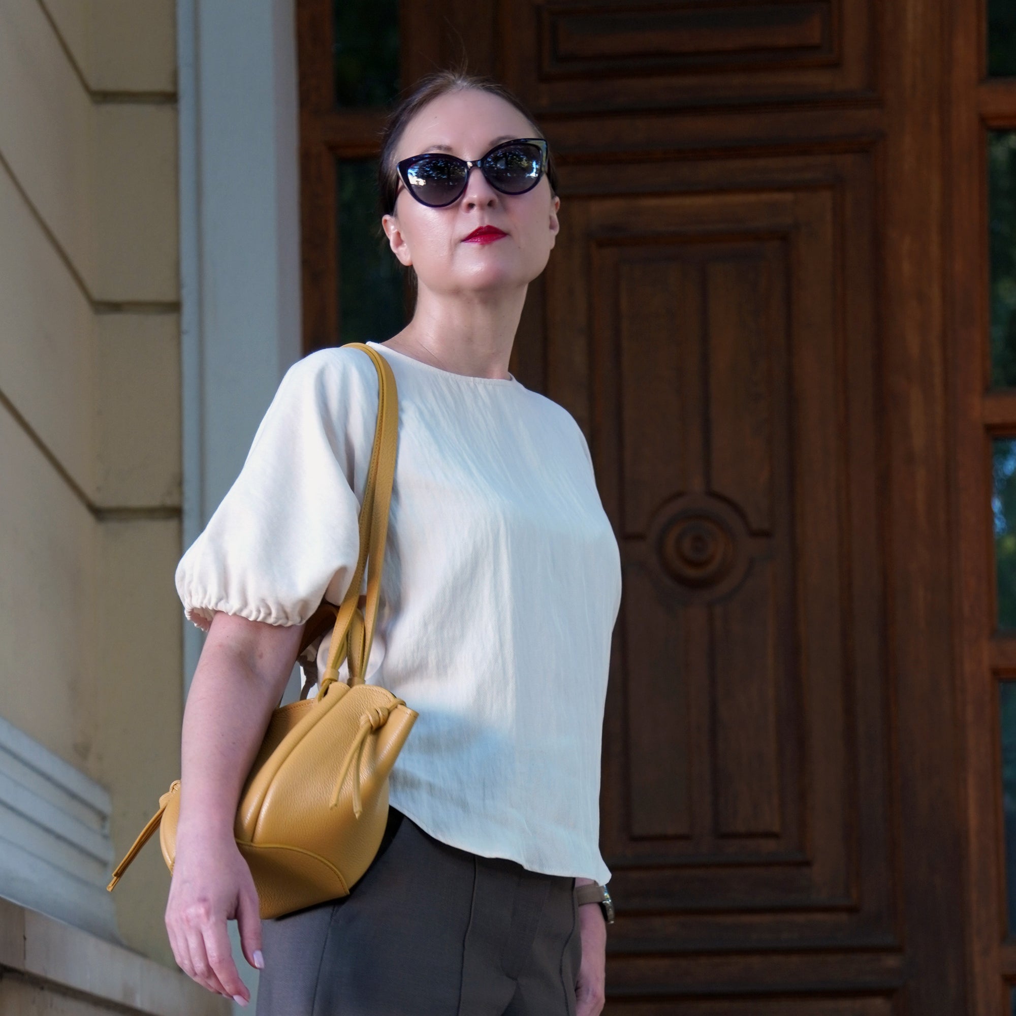 Mini Voulez-Vous Bag, Textured Leather, Caramel Color