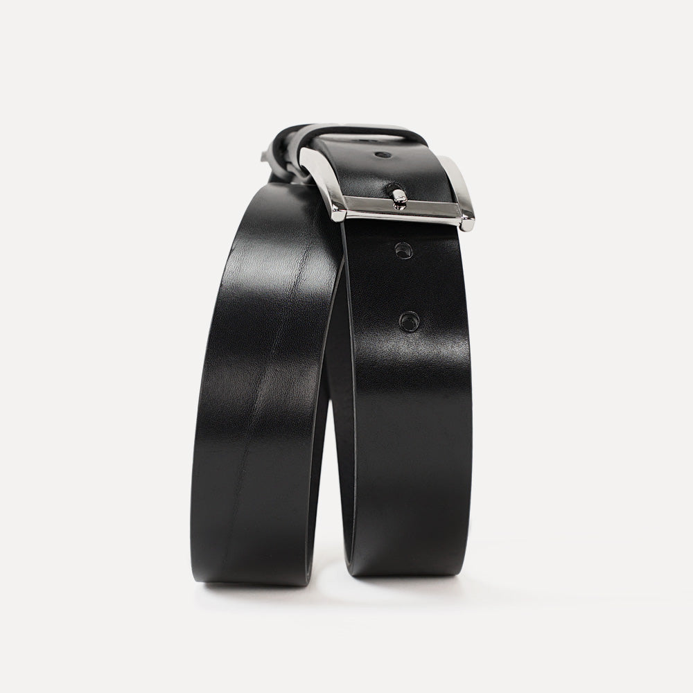 Black Italian Leather Belt for Jeans