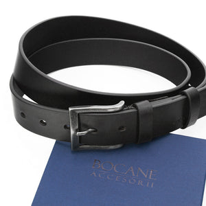 Black Italian Leather belt, Casual Model