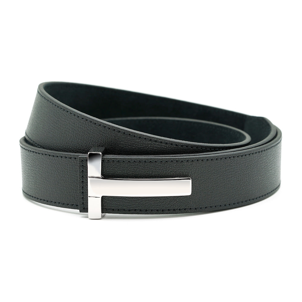 Black Textured Leather belt, Iconic Collection