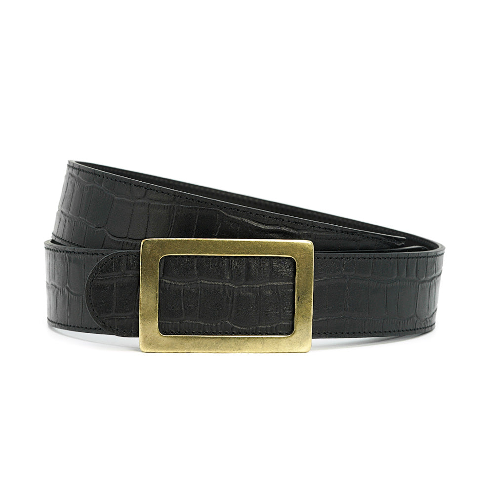 Black Textured Leather belt, Iconic Collection