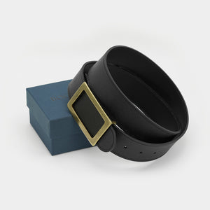 Black Textured Leather belt, Iconic Collection