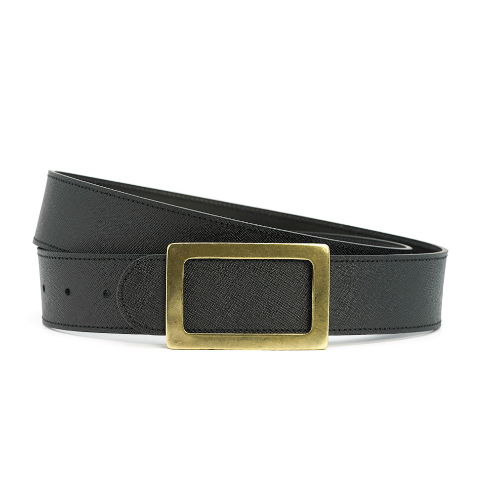 Black Textured Leather belt, Iconic Collection