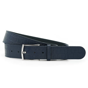 Elegant Italian Leather Belt, Black with Dark Chrome Buckle