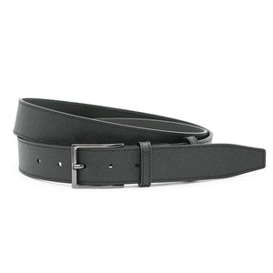 Elegant Italian Leather Belt, Black with Dark Chrome Buckle