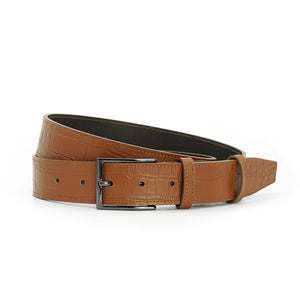 Elegant Italian Leather Belt, Black with Dark Chrome Buckle