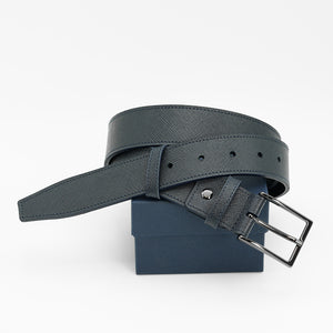 Elegant Italian Leather Belt, Black with Dark Chrome Buckle