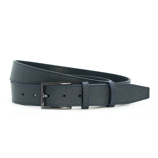 Elegant Italian Leather Belt, Black with Dark Chrome Buckle