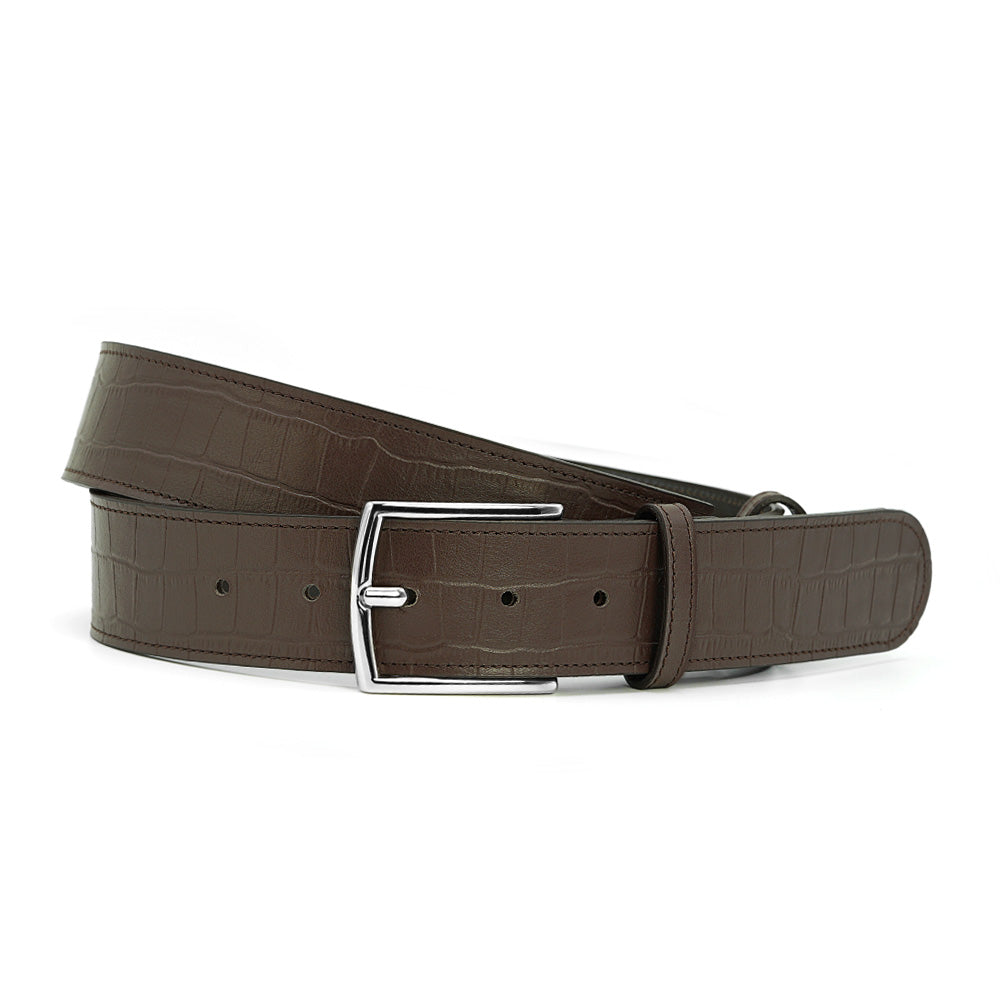 Elegant Italian Leather Belt, Black with Dark Chrome Buckle