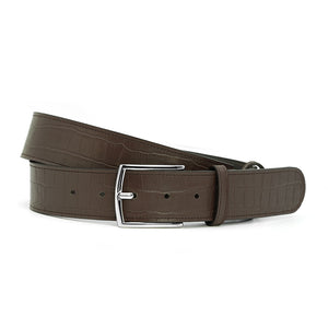 Elegant Italian Leather Belt, Black with Dark Chrome Buckle