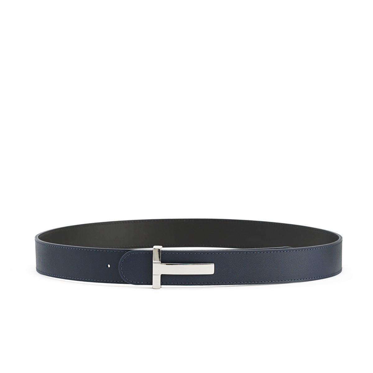 Navy Blue Leather Belt, Iconic Collection