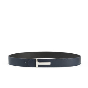 Navy Blue Leather Belt, Iconic Collection