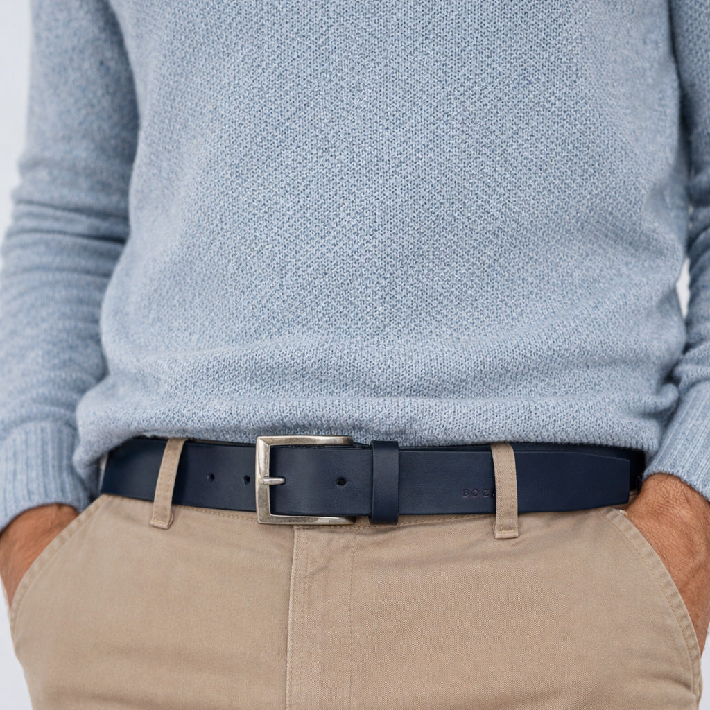Handmade Belt, Navy Leather, Casual Collection