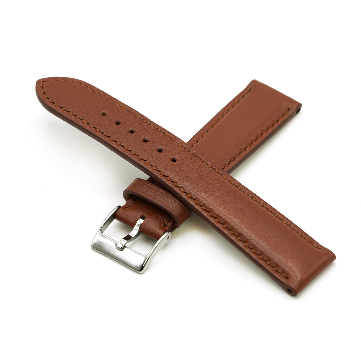 Padded Watch Band, Full-Grain Dark Cognac, Medium Length