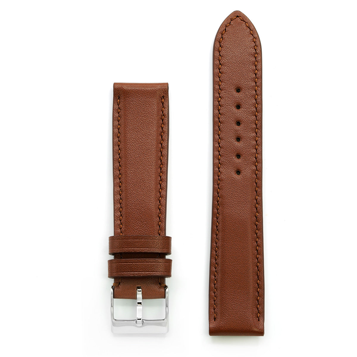 Padded Watch Band, Full-Grain Dark Cognac, Medium Length