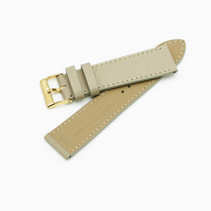 Leather Watch Strap, Crocodile Print, Brown Matte