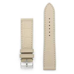 Leather Watch Strap, Crocodile Print, Brown Matte