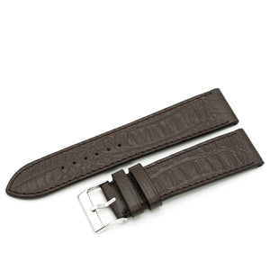 Leather Watch Strap, Reptile Print, Brown , Medium Length