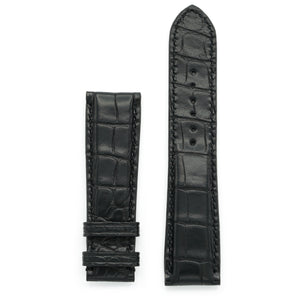 MADE-TO-ORDER Alligator Leather Watch Strap, Black with Rectangular Scales, Medium Length