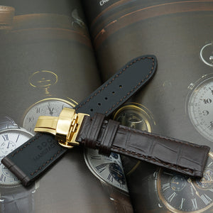 MADE-TO-ORDER Alligator Leather Watch Strap, Black with Rectangular Scales, Medium Length