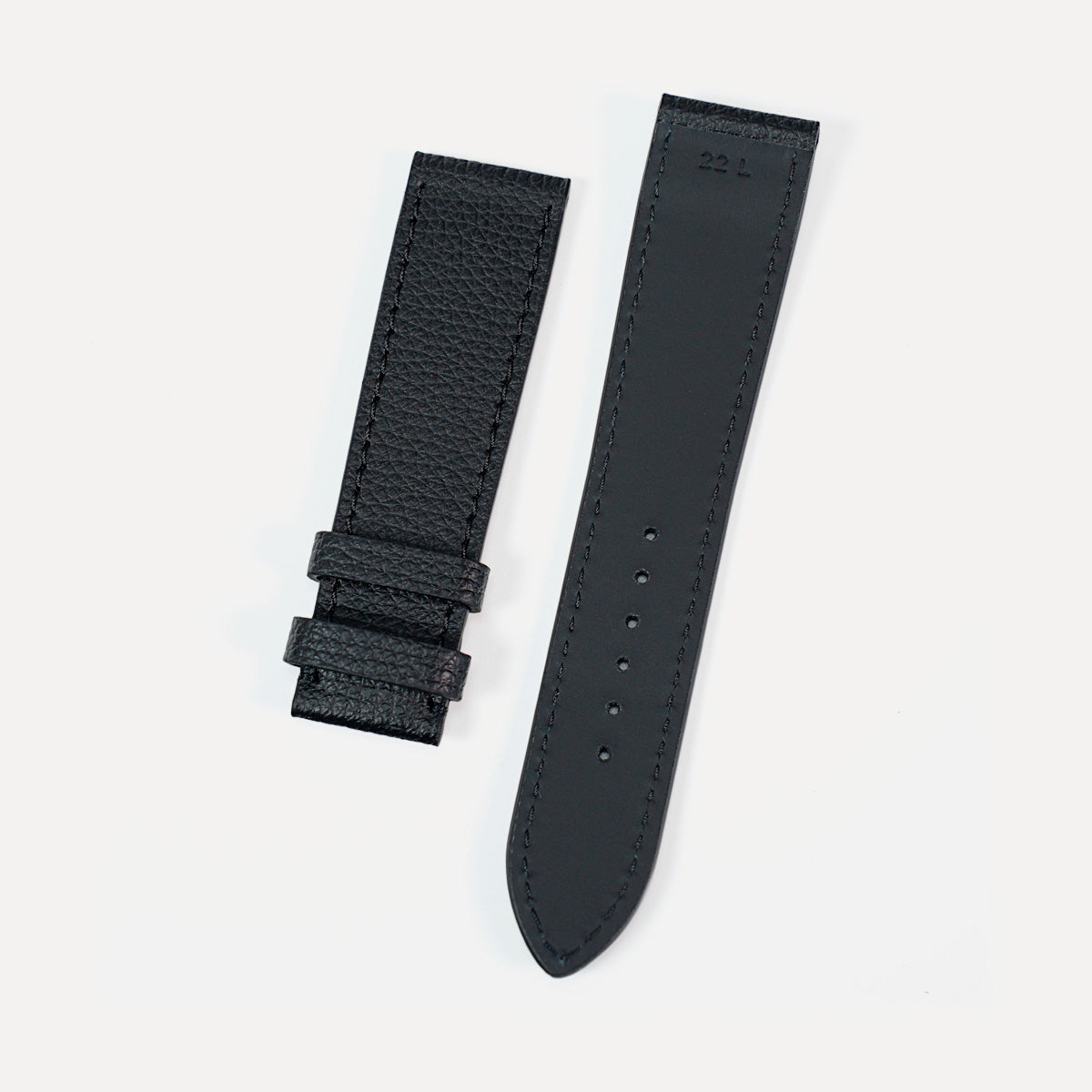 Black Leather Strap, Textured, Tone-on-Tone Stitch