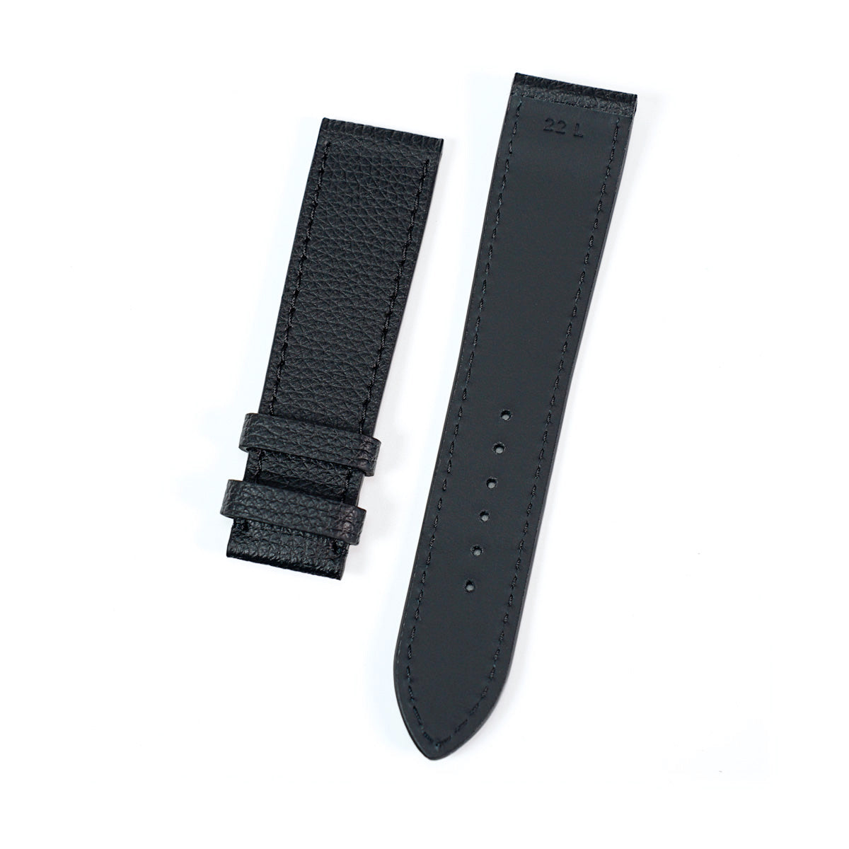 Black Leather Strap, Textured, Tone-on-Tone Stitch