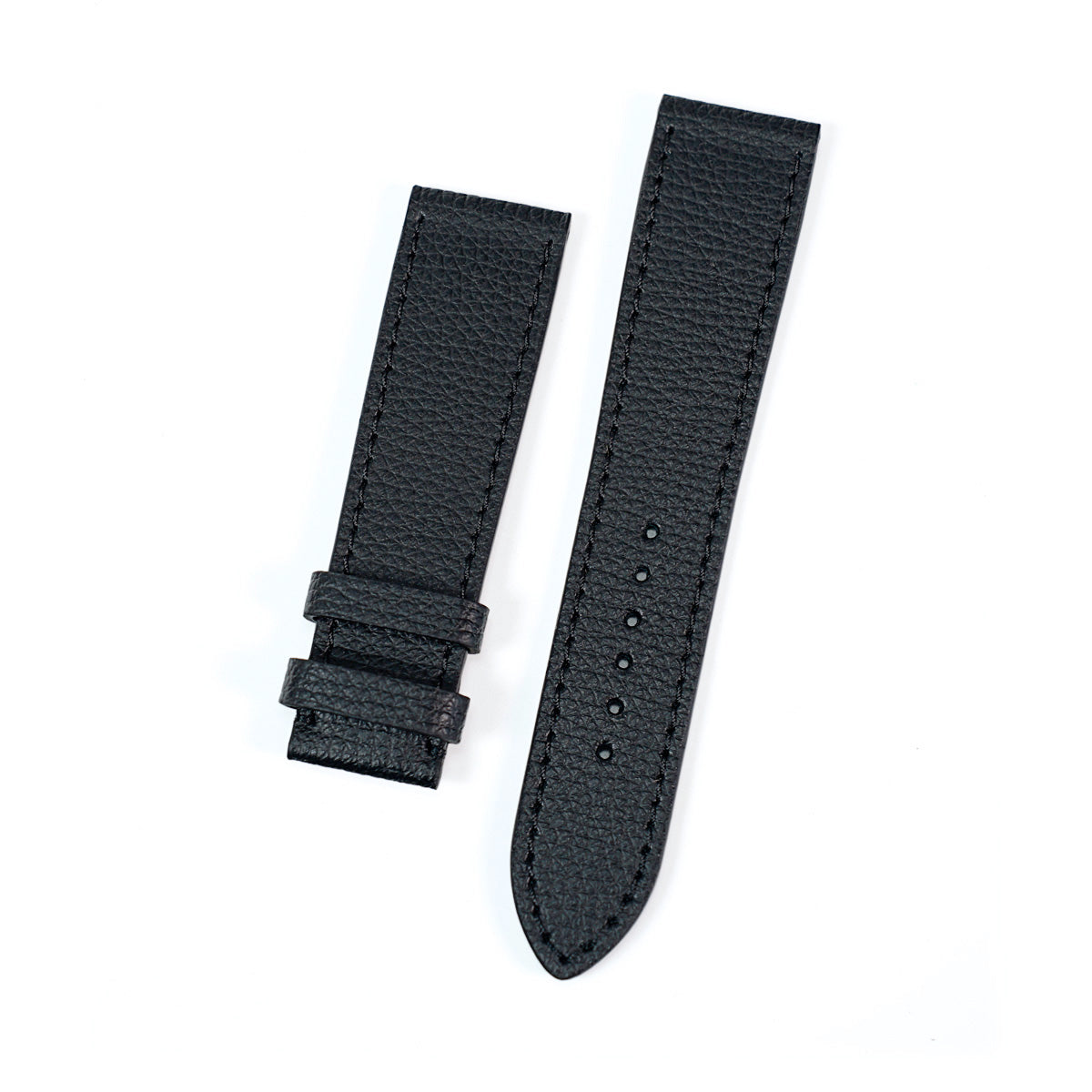Black Leather Strap, Textured, Tone-on-Tone Stitch