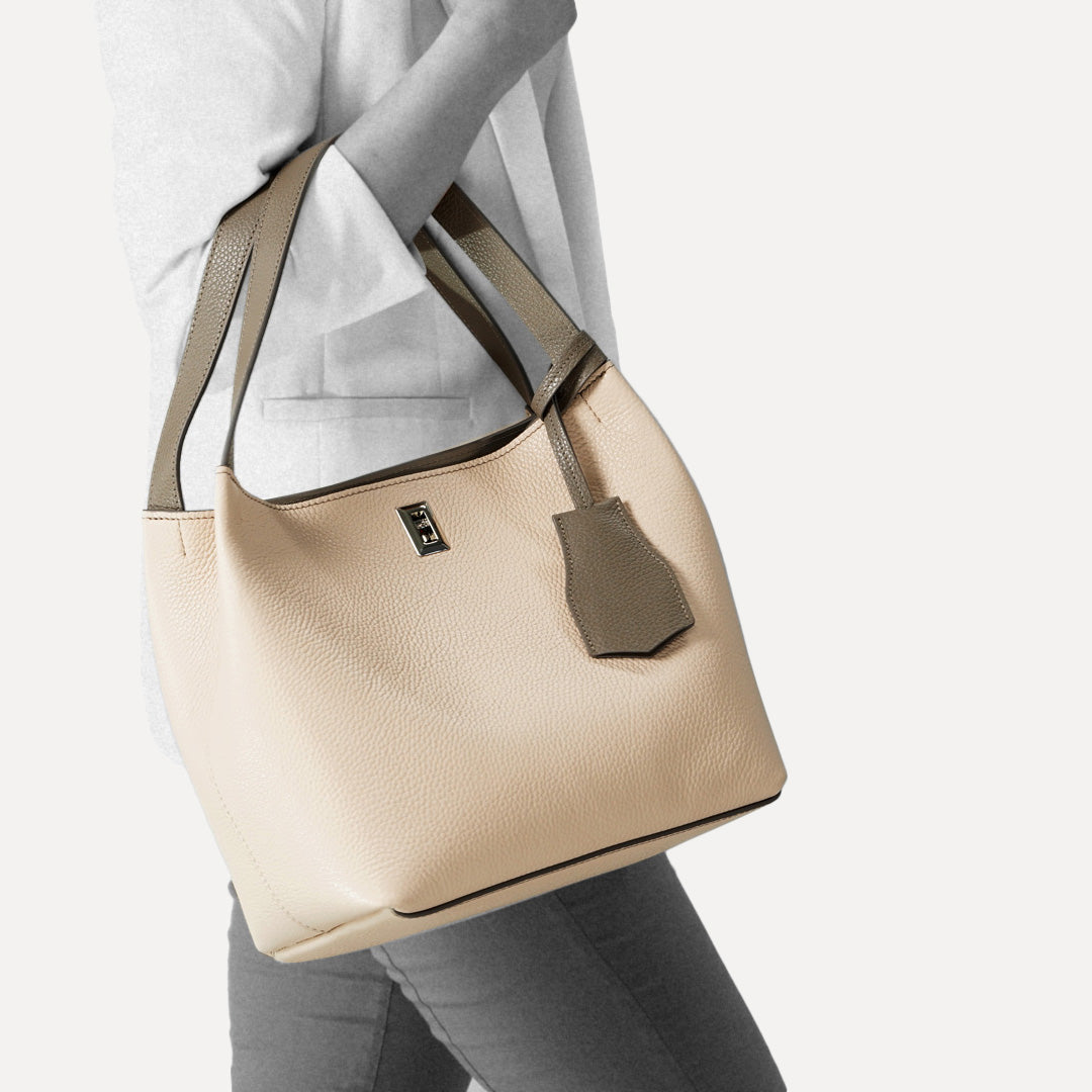 Rêve Bag, Nude &amp; Taupe Textured Leather