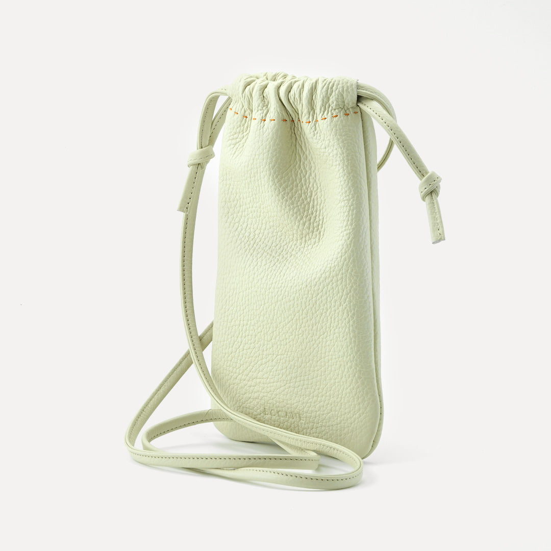 Soleil Phone Bag, Vanilla Cream Textured Leather