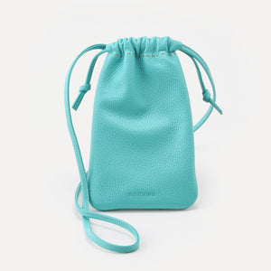 Soleil Phone Bag, Clear Turquoise Textured Leather