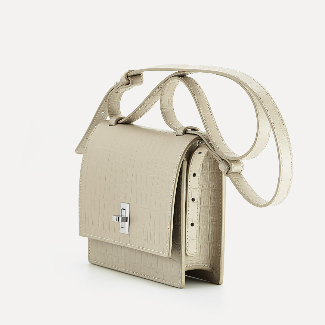 Esprit Bag, Crocodile Print Leather, Matte Beige