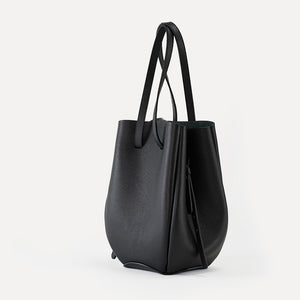 Petal Bag, Textured Leather, Black