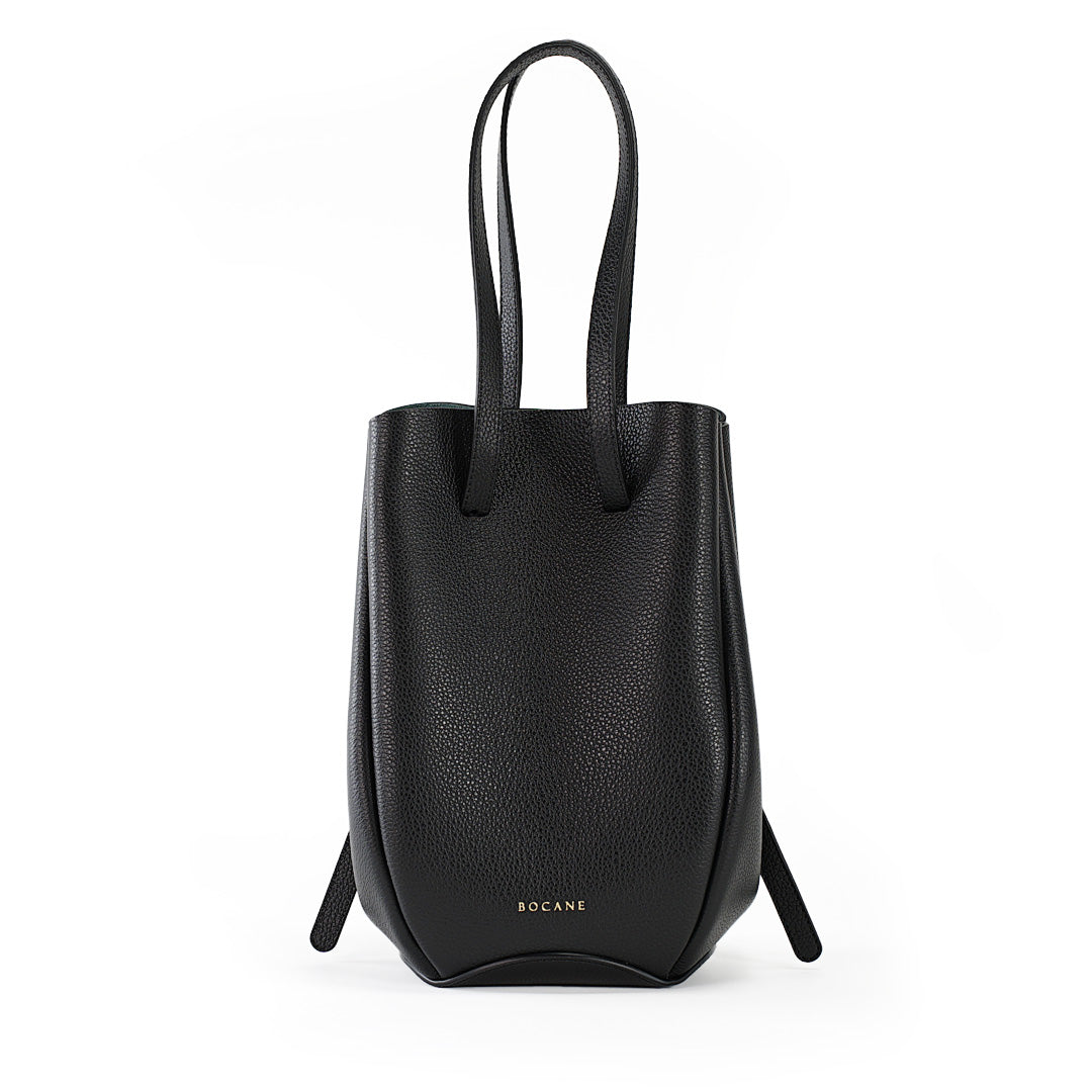 Petal Bag, Textured Leather, Black