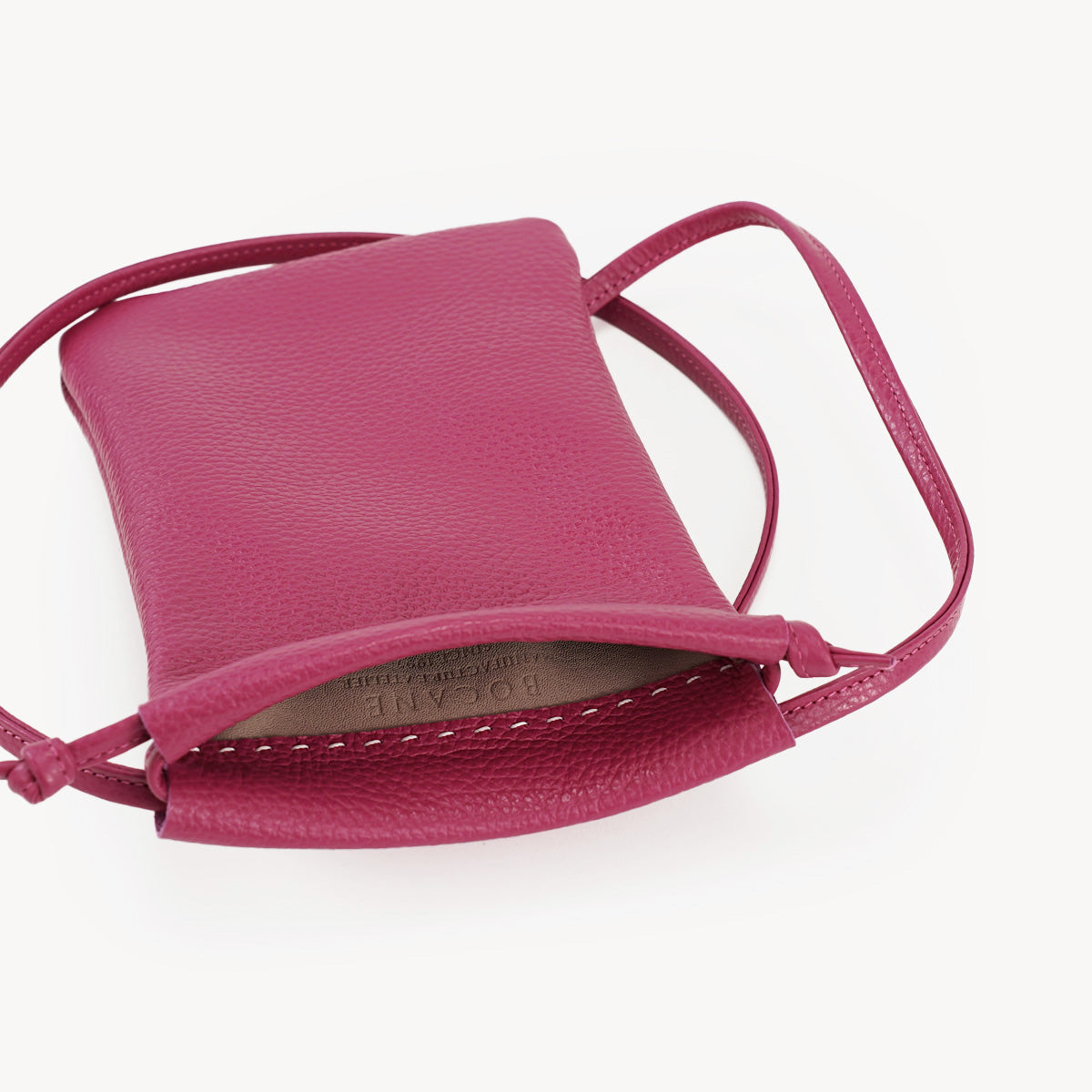 Soleil Phone Bag, Textured Leather, Re Foncé Color