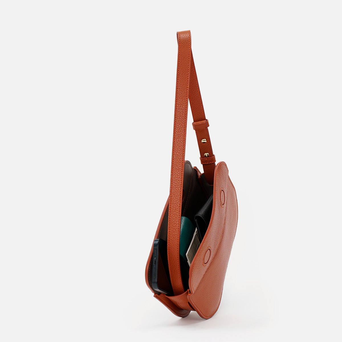 Demoiselle Bag, Textured Leather, Red Brick