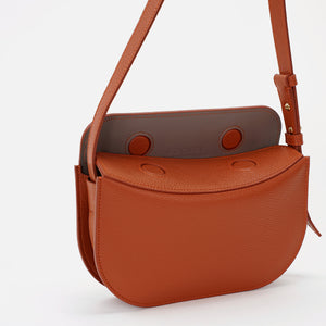 Demoiselle Bag, Textured Leather, Red Brick