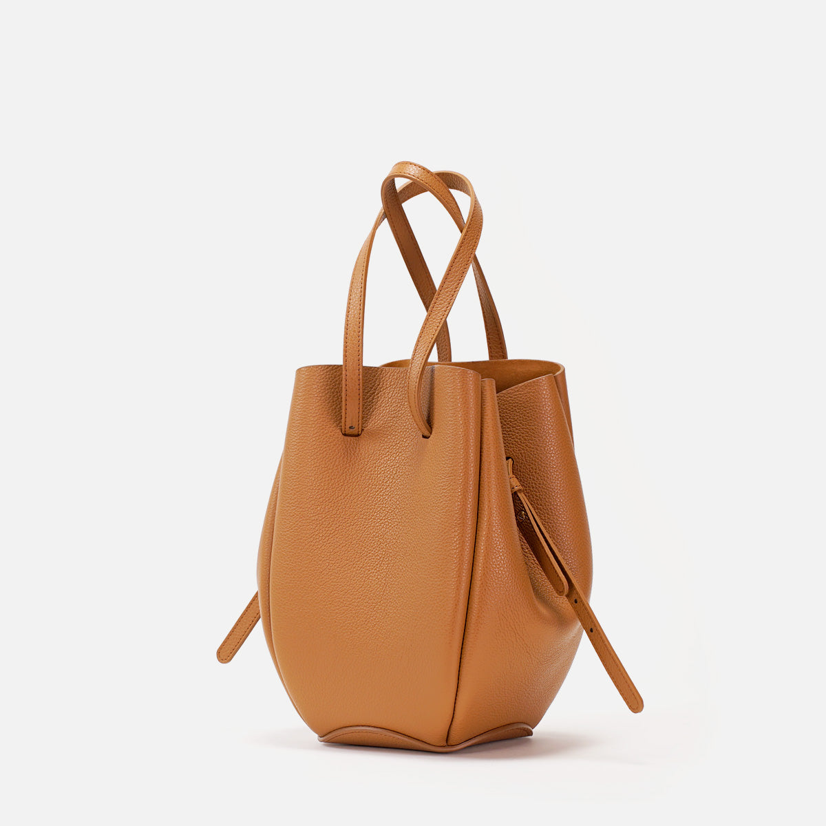 Pétale Bag, Textured Leather, Caramel Color