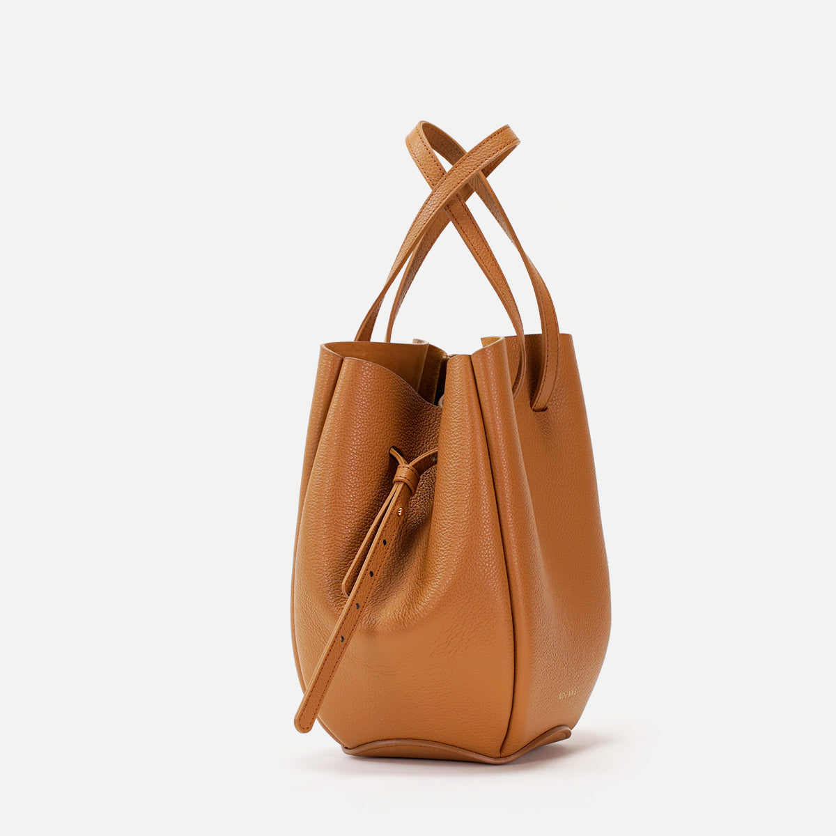 Pétale Bag, Textured Leather, Caramel Color