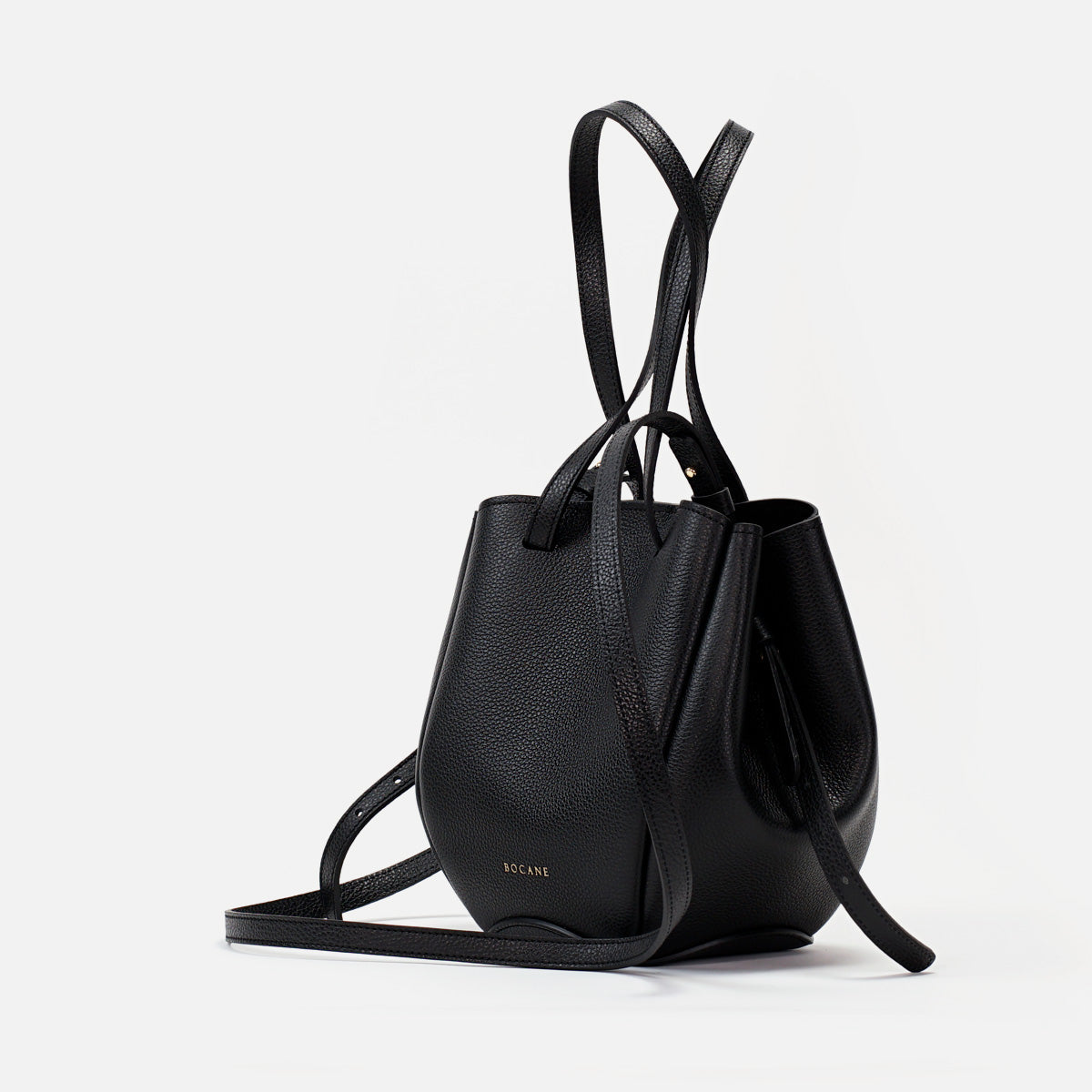Mini Pétale Bag, Textured Leather, Black, with Extras
