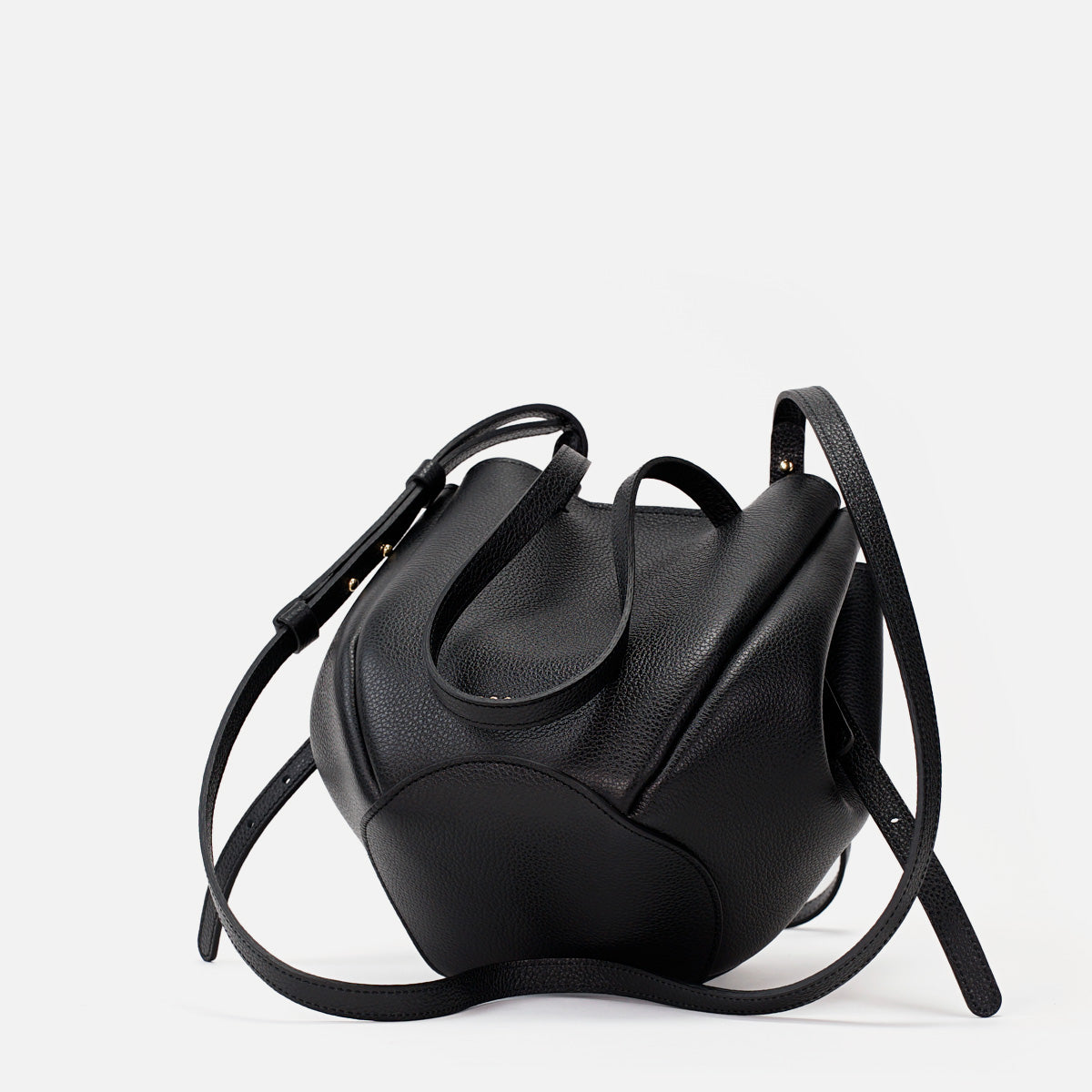 Mini Pétale Bag, Textured Leather, Black, with Extras