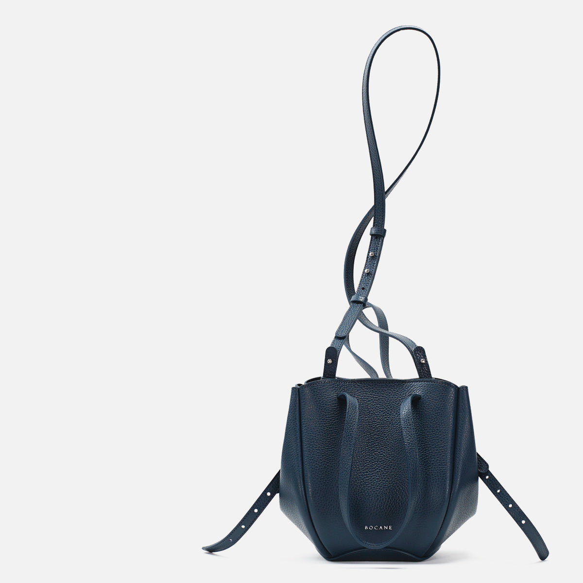 Mini Pétale Bag, Textured Leather, Avio Blue, with Extras