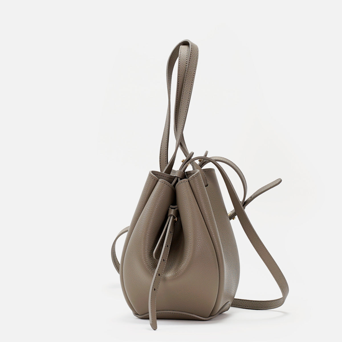 Mini Pétale Bag, Textured Leather, Greige, with Extras