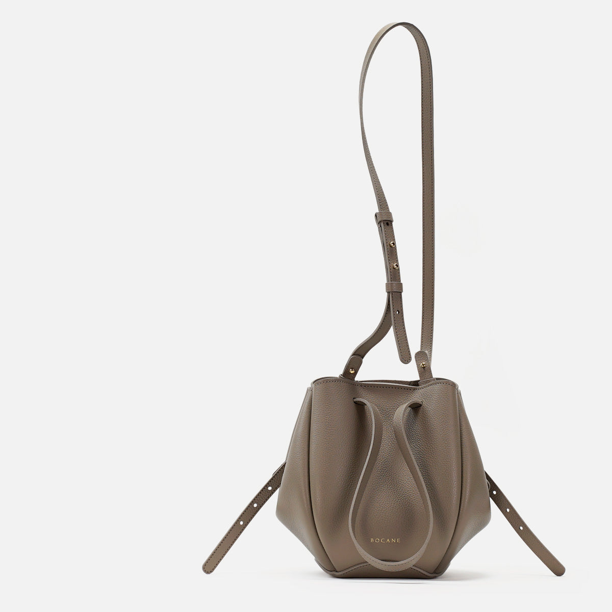 Mini Pétale Bag, Textured Leather, Greige, with Extras