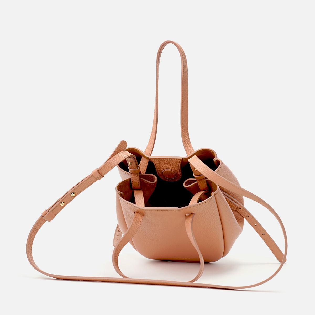 Mini Pétale Bag, Textured Leather, Salmon Color, with Extras