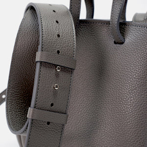 Mini Pétale Bag, Textured Leather, Smoky Grey Color, with Extras
